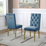 Killa 2 Teal Blue Velvet/Gold Metal Side Chairs