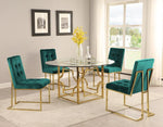 Kina 2 Green Velvet/Gold Metal Side Chairs