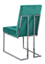 Kina 2 Green Velvet/Silver Metal Side Chairs