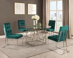 Kina 2 Green Velvet/Silver Metal Side Chairs