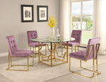 Kina 2 Pink Velvet/Gold Metal Side Chairs