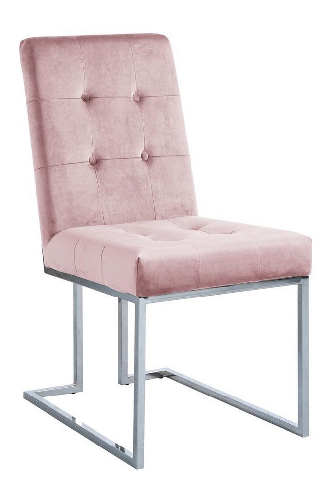 Kina 2 Pink Velvet/Silver Metal Side Chairs