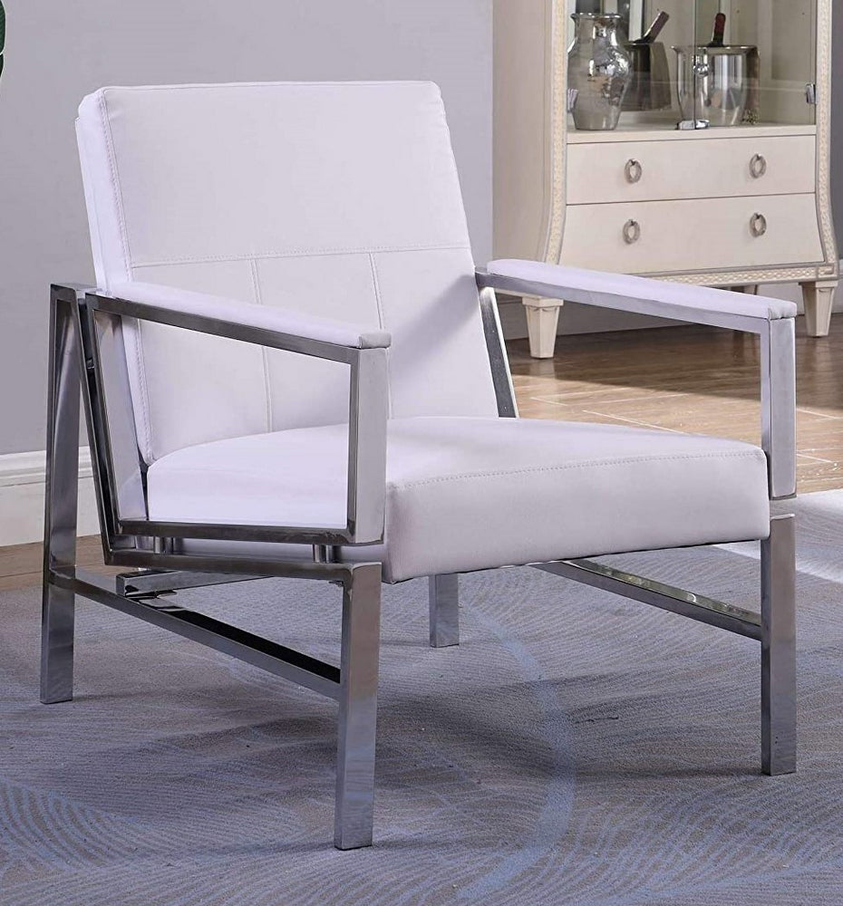 Kirtida White Faux Leather Chair