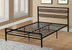 Krista Grayish Brown Wood/Black Metal Queen Platform Bed