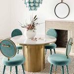 Kylie Glam Sea Blue Velvet Side Chair