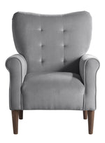 Kyrie Dark Gray Velvet Fabric Accent Chair