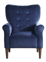 Kyrie Navy Blue Velvet Fabric Accent Chair