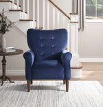 Kyrie Navy Blue Velvet Fabric Accent Chair