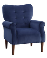 Kyrie Navy Blue Velvet Fabric Accent Chair