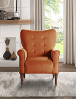 Kyrie Orange Velvet Fabric Accent Chair