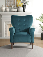 Kyrie Teal Velvet Fabric Accent Chair