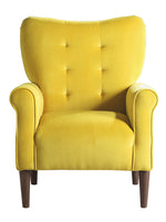 Kyrie Yellow Velvet Fabric Accent Chair