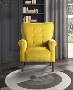 Kyrie Yellow Velvet Fabric Accent Chair