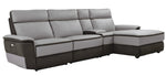 Laertes 4-Pc Gray Leather RAF Power Recliner Sectional