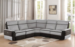 Laertes 5Pc Gray Leather Power Recliner Sectional Sofa