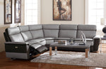 Laertes 5Pc Gray Leather Power Recliner Sectional Sofa