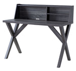 Laila Distressed Grey Wood Writing Desk with Open Shelf