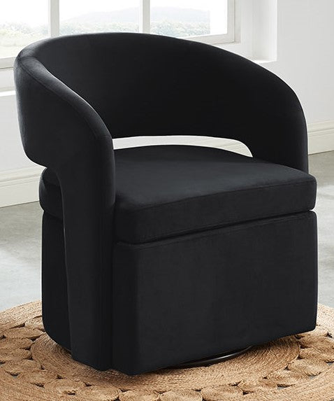 Lalita Black Velvet Swivel Chair