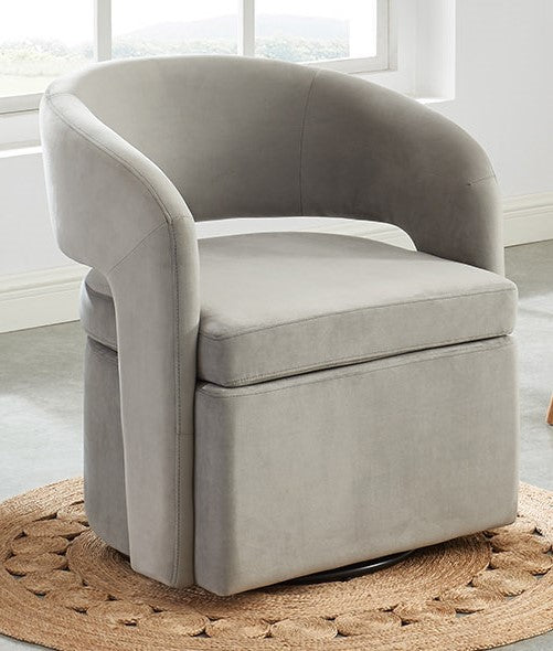 Lalita Grey Velvet Swivel Chair