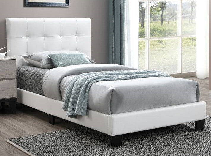 Lallie White Faux Leather Tufted Full Platform Bed