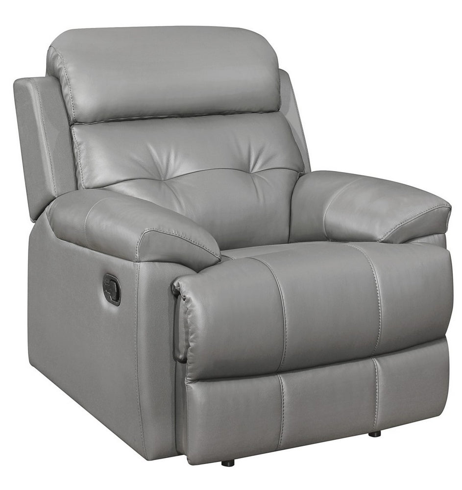 Lambent Gray Leather Manual Recliner