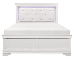 Lana White Wood/Faux Leather Full Bed with LED