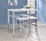 Landry 5-Pc White High Gloss/Chrome Bar Table Set