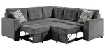 Lanning 3-Pc Gray Chenille Sectional with Pull-Out Bed