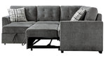 Lanning 3-Pc Gray Chenille Sectional with Pull-Out Bed