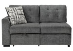 Lanning 3-Pc Gray Chenille Sectional with Pull-Out Bed