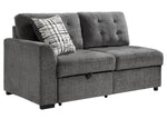 Lanning 3-Pc Gray Chenille Sectional with Pull-Out Bed