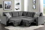 Lanning 3-Pc Gray Chenille Sectional with Pull-Out Bed