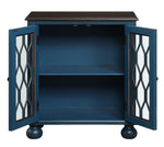 Lassie Antique Blue Wood Console Table with 2 Glass Doors