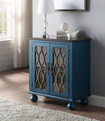 Lassie Antique Blue Wood Console Table with 2 Glass Doors