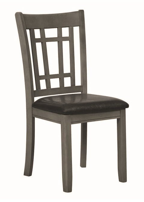 Lavon 2 Black Leatherette/Medium Grey Wood Side Chairs