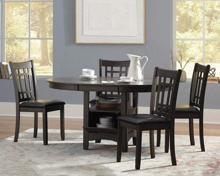 Lavon 5-Pc Medium Grey Wood Dining Table Set