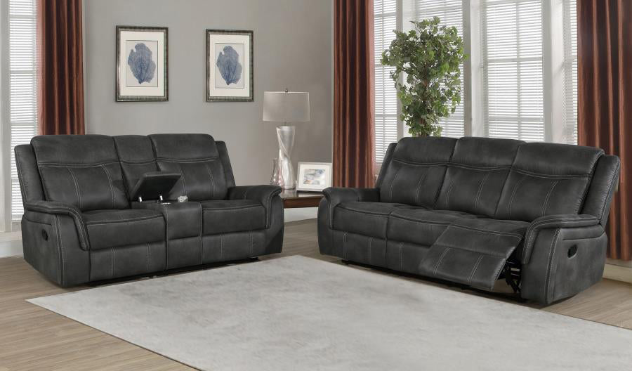 Lawrence 2-Pc Charcoal Manual Recliner Sofa Set