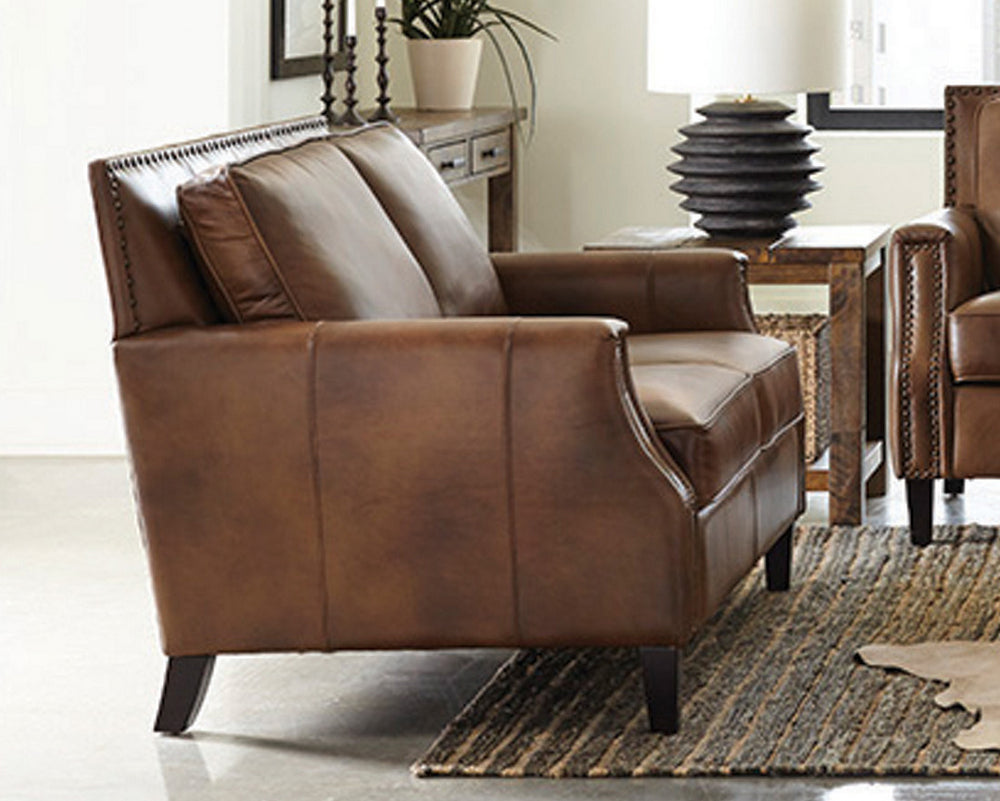 Leaton Brown Sugar Top Grain Leather Loveseat