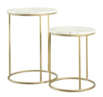 Leia 2-Pc White Marble/Gold Finish Metal Nesting Table Set