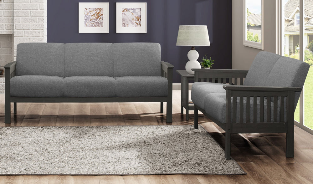 Lewiston 2-Pc Gray Textured Fabric Sofa Set