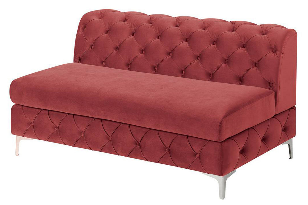 Lexie Glam Red Velvet Armless Loveseat