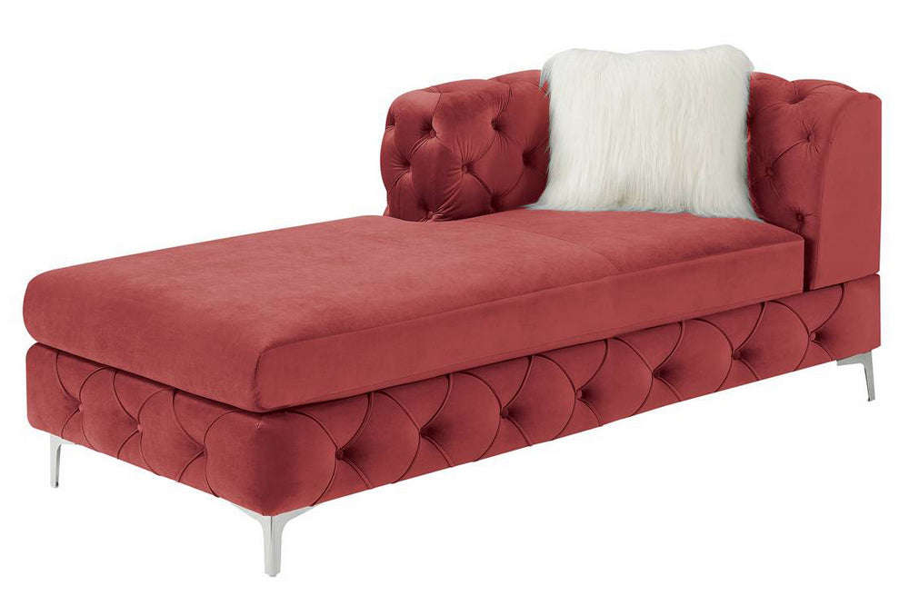 Lexie Glam Red Velvet LAF Chaise