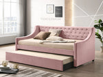 Lianna Pink Velvet Button Tufted Twin Daybed