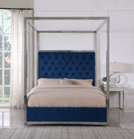 Lianson Blue Velvet King Bed (Oversized)