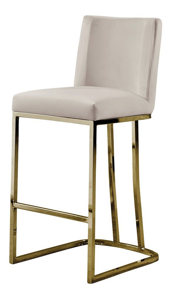 Lilli 2 Beige Velvet/Gold Metal Counter Height Chairs