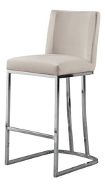 Lilli 2 Beige Velvet/Silver Metal Counter Height Chairs