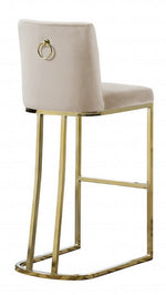 Lilli 2 Beige Velvet/Gold Metal Bar Stools