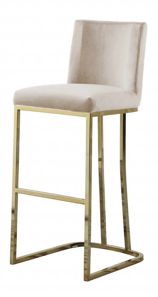 Lilli 2 Beige Velvet/Gold Metal Bar Stools