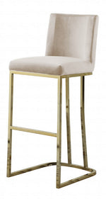 Lilli 2 Beige Velvet/Gold Metal Bar Stools