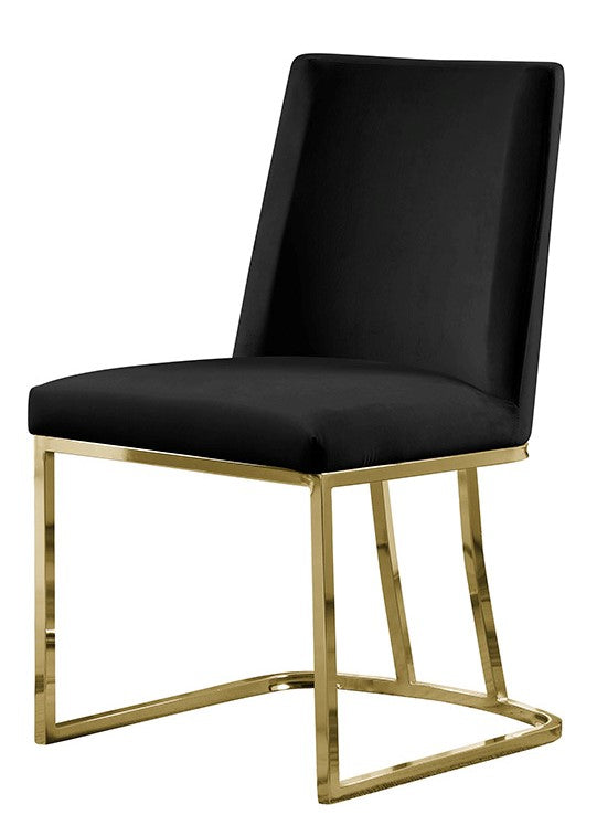 Lilli 2 Black Velvet/Gold Metal Side Chairs